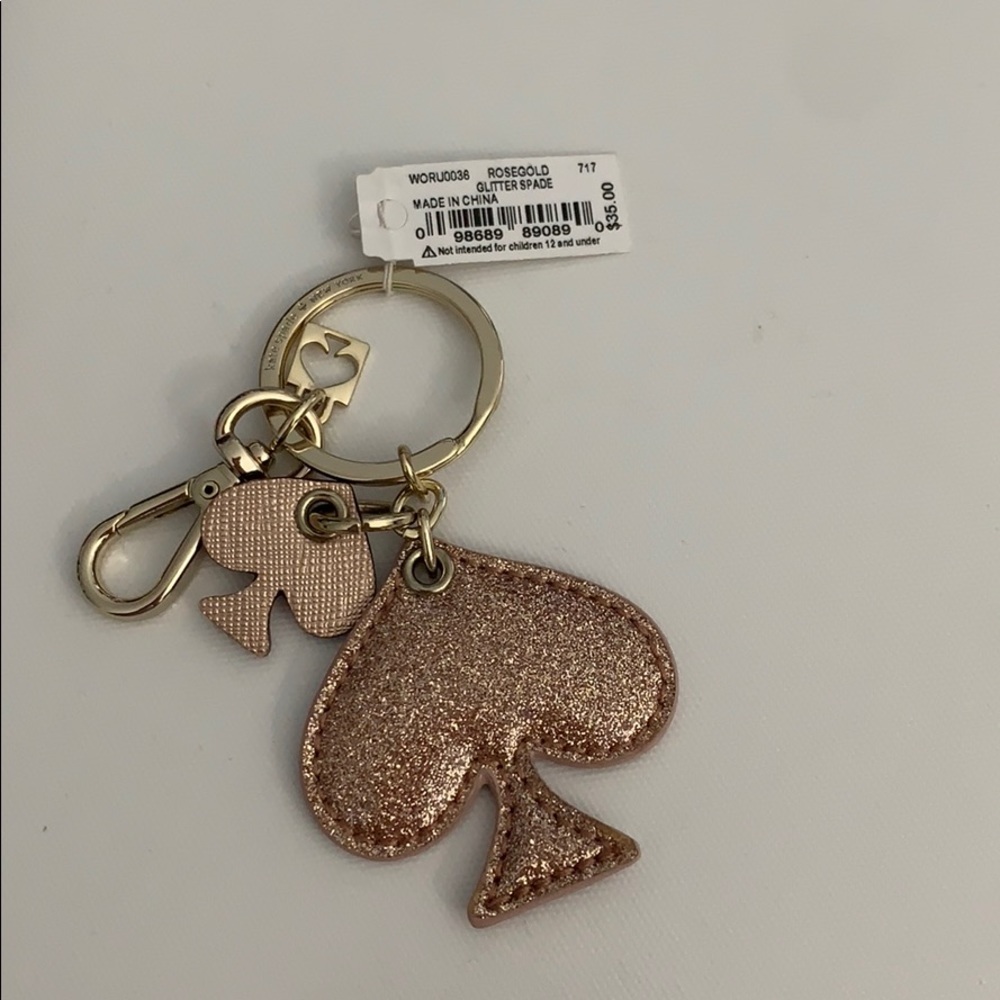 Kate Spade rosegold glitter spade keyfob
